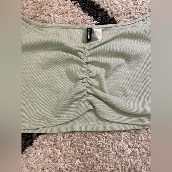 NWT H&M Divided Ruched Off-the-Shoulder Crop Top in Mint Green - XL - Picture 5 of 11